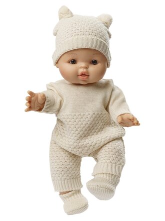 Heless Poppengebreid rompertje van 100% biologisch katoen, ecru, maat. 28-35 cm