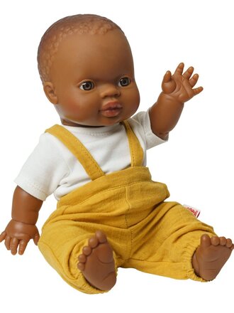 Heless Pop met biologische tuinbroek, honinggeel, jongen, 34 cm