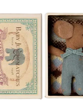 Maileg Sleepy wakey baby mouse in matchbox - Blue