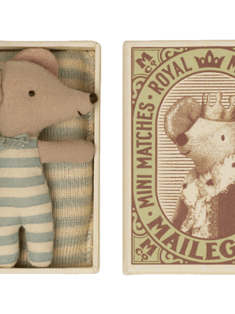 Maileg Baby mouse, Sleepy/wakey in mathcbox - Boy