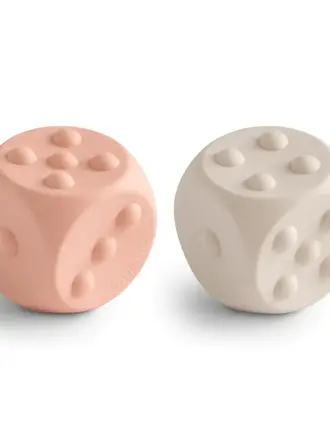 Mushie Bijtspeeltje Dice Press Toy | Blush / Shifting sands
