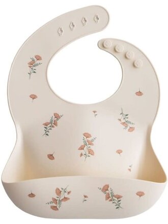Mushie Silicone Bib / Pink Flowers