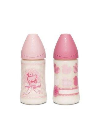 Suavinex SX - ROSE & BLEU - Fles - Silic. - Anat. - 270ml Toys Pink