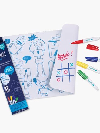 Super Petit Mini playmat ROBOT: 1 silicone mini mat + 4 markers