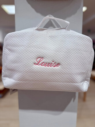 Fil & Fée Atelier Logeerkoffer  Babs large in losange wit 35 x 24 x 12 cm + Borduren