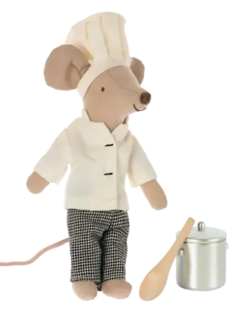 Maileg Chef mouse w. soup pot and spoon,  Big brother