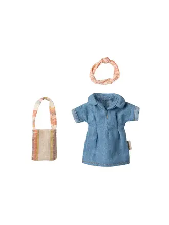 Maileg Denim dress and bag, Mum mouse