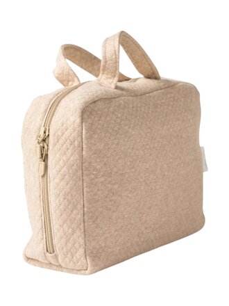 Fil & Fée Atelier Logeerkoffer Babs large in losange camel 35 x 24 x 12 cm + Borduren