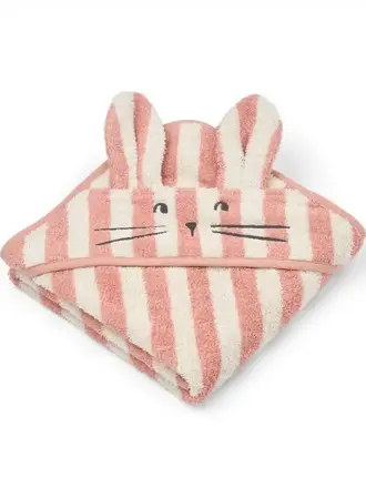 Liewood Albert Hooded Towel Coral blush / creme de la creme stripe