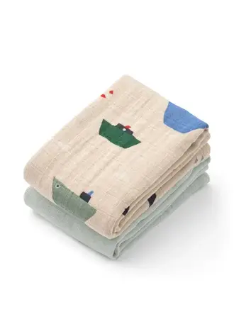 Liewood Lewis Muslin Cloth 2-Pack Sailing / Dove blue mix