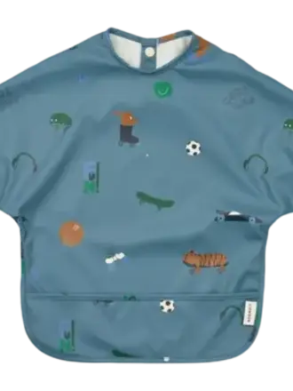 Liewood Merle Printed Cape Bib Fun / Beach blue