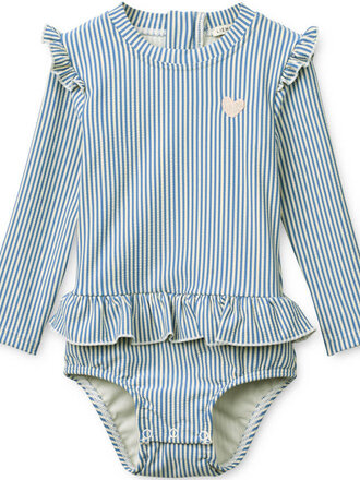 Liewood Sille Baby Seersucker Swimsuit Riverside / Creme de la Creme