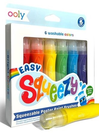 Ooly Ooly - Easy Squeezy Squeezable Poster Paint Brushes - Set of 6 Colors
