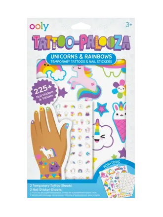Ooly Ooly - Tattoo Palooza Nail Stickers & Temporary Tattoos - Unicorns & Rainbows (S