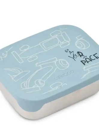 Liewood Arthur Printed Lunchbox / Race cars / Beach blue