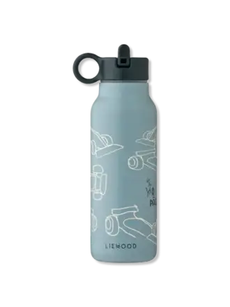 Liewood Falk Water Bottle 350 ml / Race cars / Beach blue