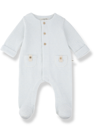1+ in the family METZ jumpsuit w/feet / ciel