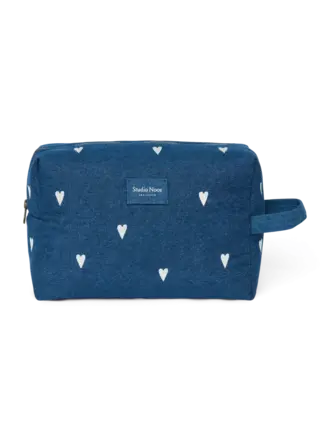 Studio Noos Denim Toiletry Bag / Dark Blue White heart