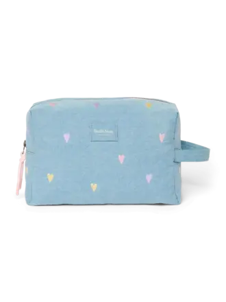 Studio Noos Denim Toiletry Bag / Light Blue heart