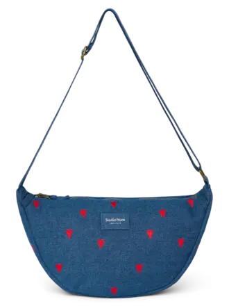 Studio Noos Denim Adult Fanny Pack / Dark Blue Red Hearts