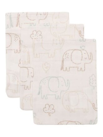 Jollein Hydrofiel Washandje 15x20cm - Elephant Tales - 3 Stuks