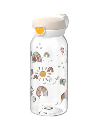 Little Dutch drinkfles met flipdop campus 600 ml - sunshine en  rainbow
