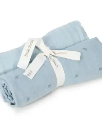 Little Dutch Swaddle doeken hydrofiel 70x70 - Pure Denim Blue