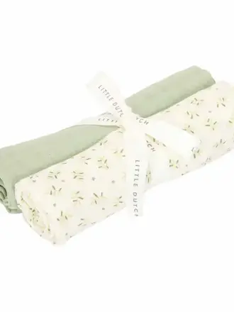 Little Dutch Swaddle doeken hydrofiel 70 x 70 Blueberry Leaves & Sage