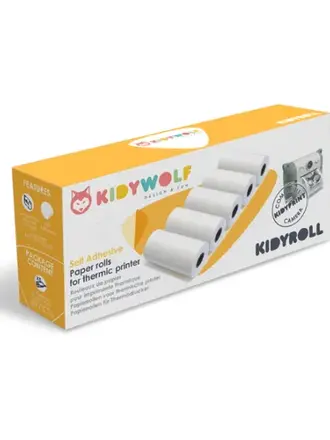 KIDYWOLF KIDYROLL 1x 5 zelfklevend papierrollen voor KIDYPRINT