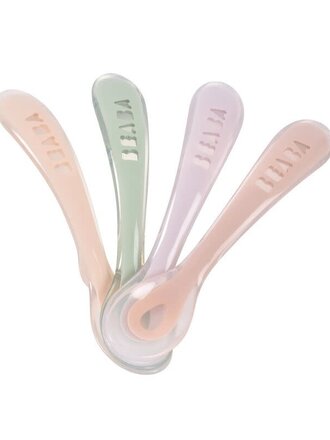 Beaba 1e fase 4 siliconen lepelset - Pink Set
