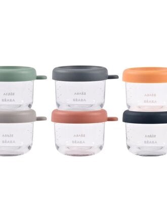 Childhome Set van 6 Béaba glazen potten van 150 ml