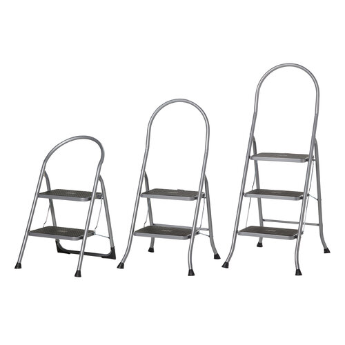 Cromato huishoudtrap 2-treeds met hoge beugel Silver Cromato huishoudtrap 2-treeds met hoge beugel Silver