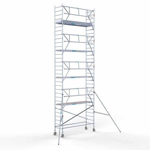 Andamio móvil completo 90 x 305 x 10,2 m altura de trabajo + barandillas frontales de un solo lado Euroscaffold Andamio móvil completo 90 x 305 x 10,2 m altura de trabajo + barandillas frontales de un solo lado