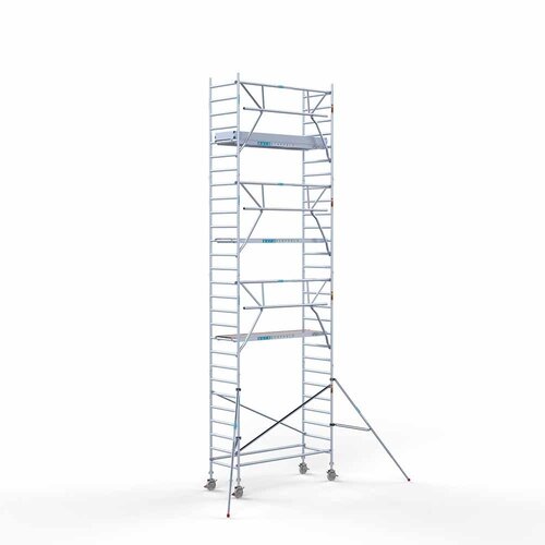 Andamio rodante completo 90 x 250 x 9,2 m altura de trabajo + barandillas frontales de un solo lado Euroscaffold Andamio rodante completo 90 x 250 x 9,2 m altura de trabajo + barandillas frontales de un solo lado