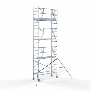 Euroscaffold Andamio rodante completo cubierta de carbono 90 x 250 x 8,2 m altura de trabajo + barandillas frontales de un solo lado Andamio rodante completo cubierta de carbono 90 x 250 x 8,2 m altura de trabajo + barandillas frontales de un solo lado