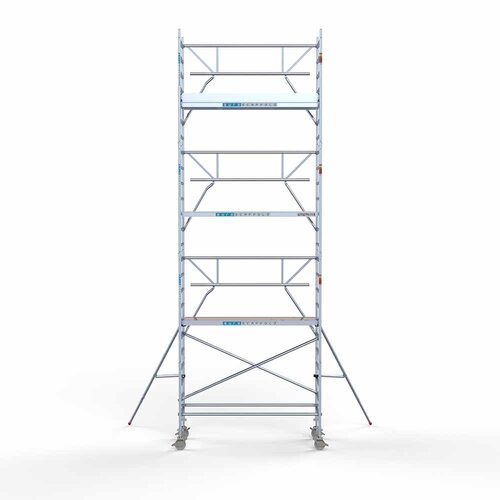 Andamio móvil completo 90 x 250 x 8,2 m altura de trabajo + barandillas frontales de un solo lado Euroscaffold Andamio móvil completo 90 x 250 x 8,2 m altura de trabajo + barandillas frontales de un solo lado