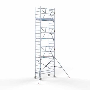 Euroscaffold Andamio móvil completo 90 x 190 x 8,2 m altura de trabajo + barandillas frontales de un solo lado Andamio móvil completo 90 x 190 x 8,2 m altura de trabajo + barandillas frontales de un solo lado