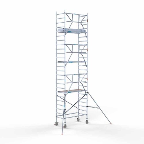 Andamio móvil completo 90 x 190 x 8,2 m altura de trabajo + barandillas frontales de un solo lado Euroscaffold Andamio móvil completo 90 x 190 x 8,2 m altura de trabajo + barandillas frontales de un solo lado