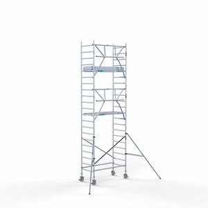 Euroscaffold Andamio móvil completo 90 x 190 x 7,2 m altura de trabajo + barandillas frontales de un solo lado Andamio móvil completo 90 x 190 x 7,2 m altura de trabajo + barandillas frontales de un solo lado