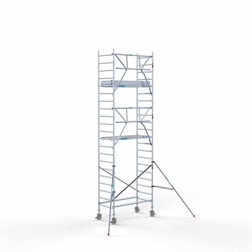 Andamio móvil completo 90 x 190 x 7,2 m altura de trabajo + barandillas frontales de un solo lado Euroscaffold Andamio móvil completo 90 x 190 x 7,2 m altura de trabajo + barandillas frontales de un solo lado