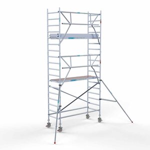 Euroscaffold Andamio rodante completo cubierta de carbono 90 x 250 x 6,2 m altura de trabajo + barandillas frontales de un solo lado Andamio rodante completo cubierta de carbono 90 x 250 x 6,2 m altura de trabajo + barandillas frontales de un solo lado