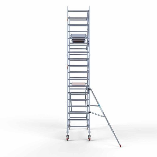 Andamio móvil completo 90 x 250 x 6,2 m altura de trabajo + barandillas frontales de un solo lado Euroscaffold Andamio móvil completo 90 x 250 x 6,2 m altura de trabajo + barandillas frontales de un solo lado