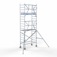 Euroscaffold Andamio rodante Plataforma completa de carbono 90 x 190 x 6,2 m altura de trabajo + barandillas frontales de un solo lado