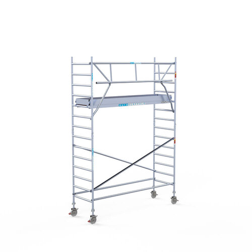 Andamio móvil completo 90 x 305 x 5,2 m altura de trabajo + barandillas frontales de un solo lado Euroscaffold Andamio móvil completo 90 x 305 x 5,2 m altura de trabajo + barandillas frontales de un solo lado