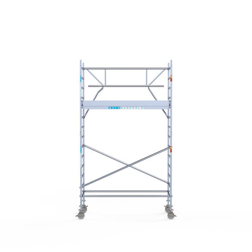 Andamio rodante completo cubierta de carbono 90 x 250 x 5,2 m altura de trabajo + barandillas frontales de un solo lado Euroscaffold Andamio rodante completo cubierta de carbono 90 x 250 x 5,2 m altura de trabajo + barandillas frontales de un solo lado