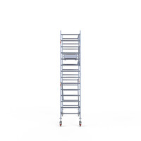 Euroscaffold Andamio móvil completo 90 x 250 x 5,2 m altura de trabajo + barandillas frontales de un solo lado Euroscaffold Andamio móvil completo 90 x 250 x 5,2 m altura de trabajo + barandillas frontales de un solo lado