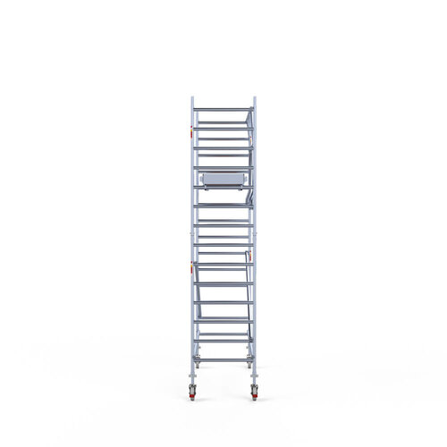 Andamio móvil completo 90 x 250 x 5,2 m altura de trabajo + barandillas frontales de un solo lado Euroscaffold Andamio móvil completo 90 x 250 x 5,2 m altura de trabajo + barandillas frontales de un solo lado