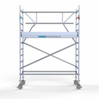 Euroscaffold Andamio móvil completo 90 x 250 x 4,2 m altura de trabajo + barandillas frontales de un solo lado Euroscaffold Andamio móvil completo 90 x 250 x 4,2 m altura de trabajo + barandillas frontales de un solo lado