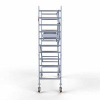 Euroscaffold Andamio móvil completo 90 x 250 x 4,2 m altura de trabajo + barandillas frontales de un solo lado Euroscaffold Andamio móvil completo 90 x 250 x 4,2 m altura de trabajo + barandillas frontales de un solo lado