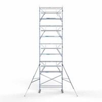 Euroscaffold Andamio rodante Plataforma completa de carbono 90 x 250 x 10,2 m altura de trabajo + barandillas frontales de doble cara